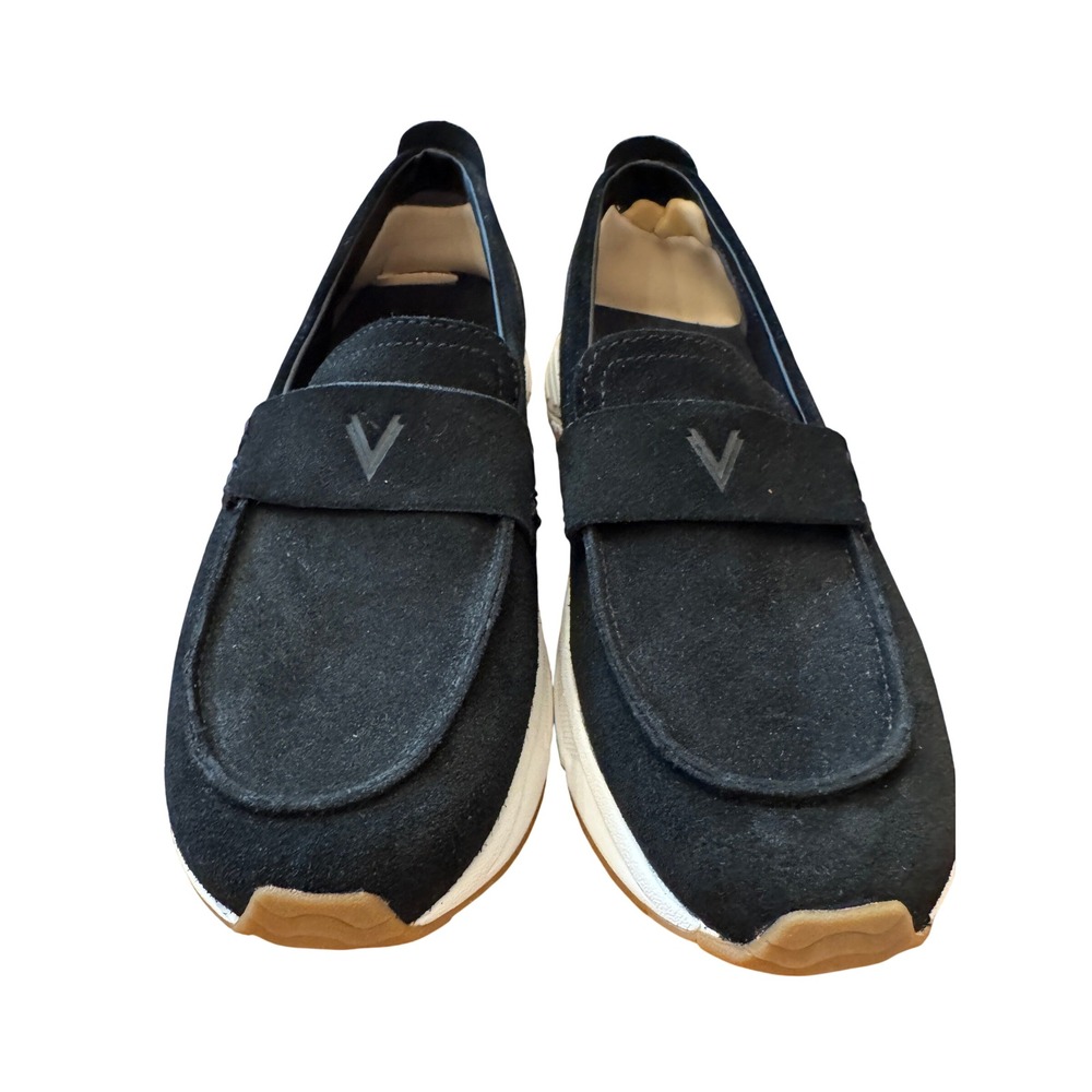 Vionic Walkrowl Loafer Women 7.5 Black Suede Leather Orthotic Slip On Sneakers